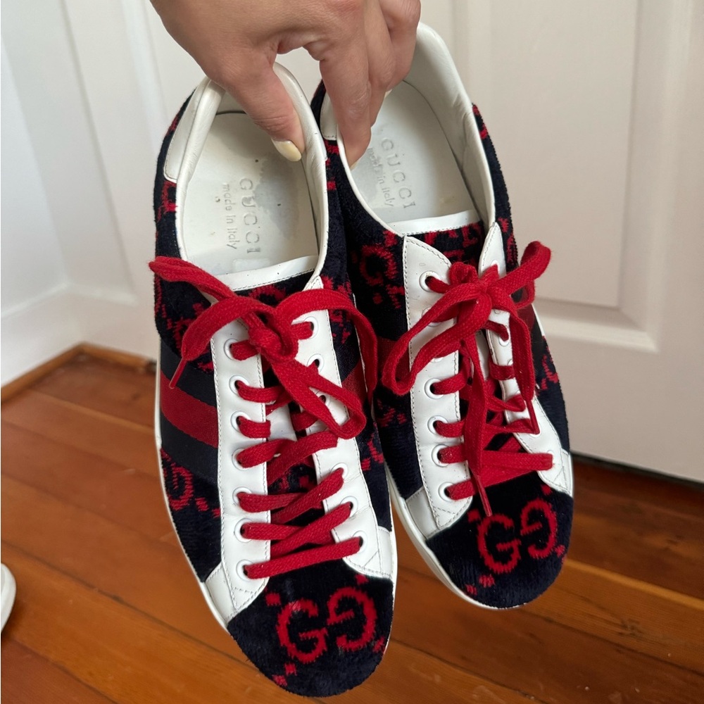 Gucci Ace Wool GG Web Stripe Sneakers